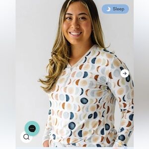 Little Sleepies Luna Neutral Moon Phase Pajama Sleep Shirt Large Top